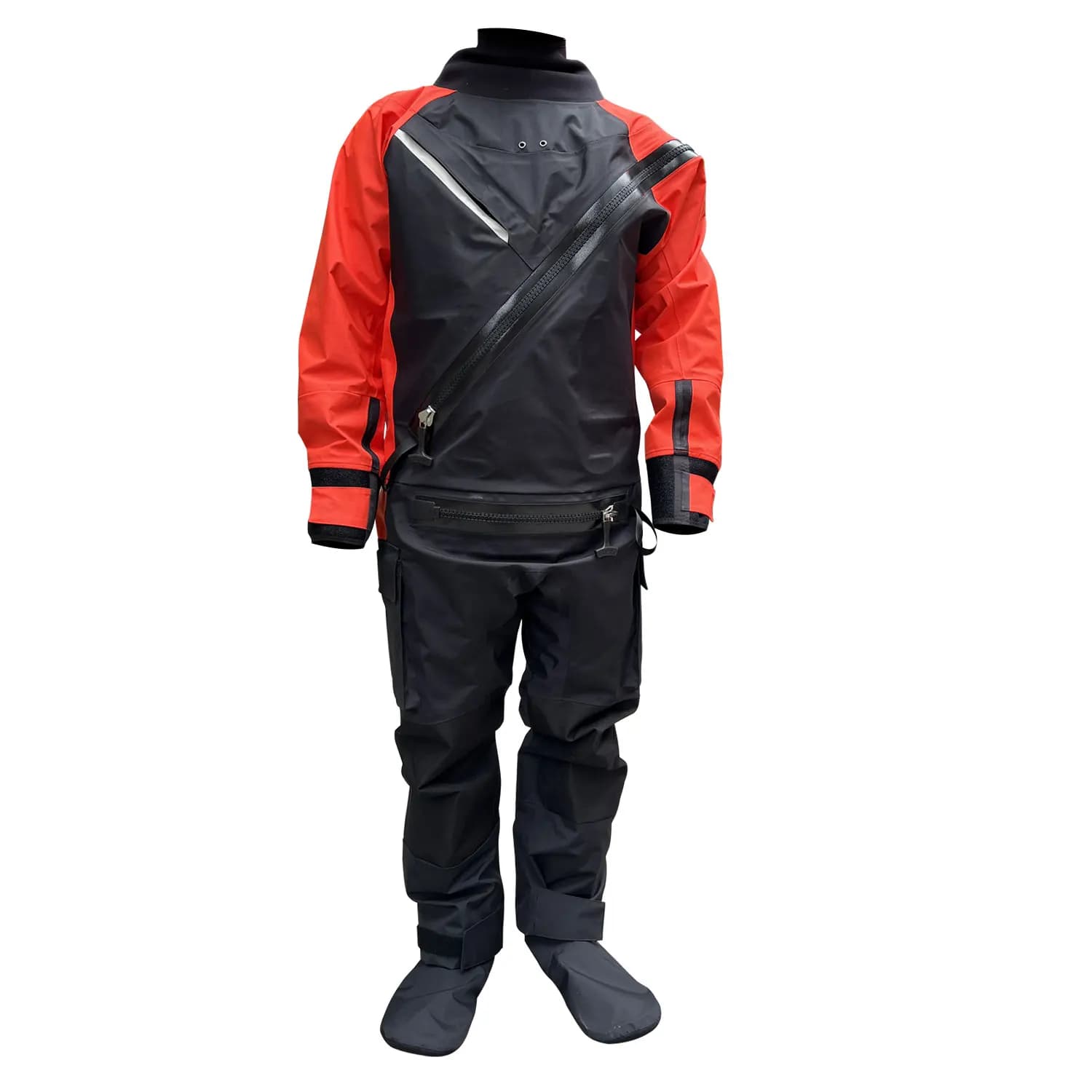 3 Layer Waterproof Dry Suit, Front Entry & Relief Zipper, Adjustable Elastic Suspenders for Sailing Kayaking Canoeing Paddling