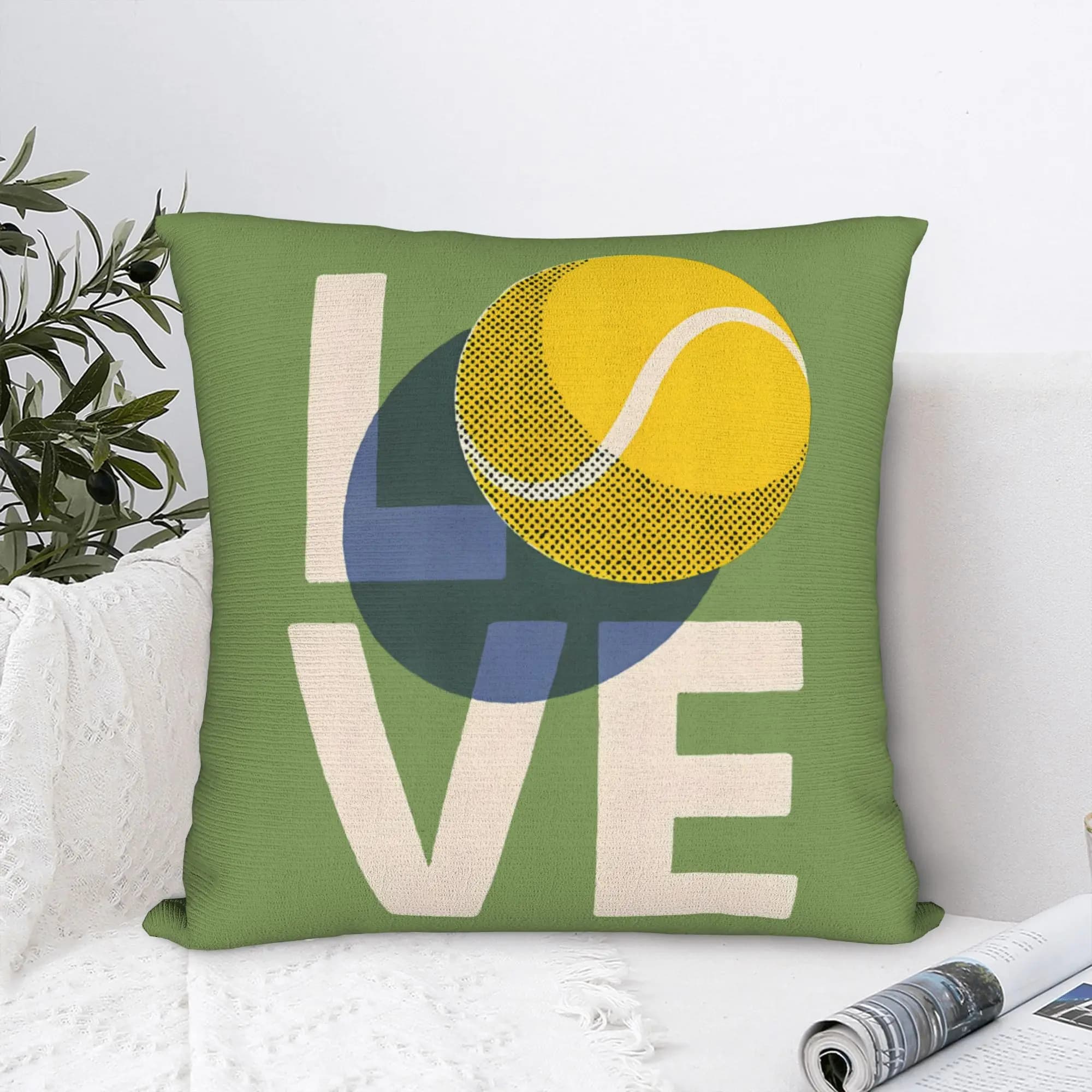 Fodera per cuscino a doppia faccia Tennis Love Art Sport Ball, 1 pezzo, fodera decorativa con grafica creativa per divano, letto, decorazioni per la casa