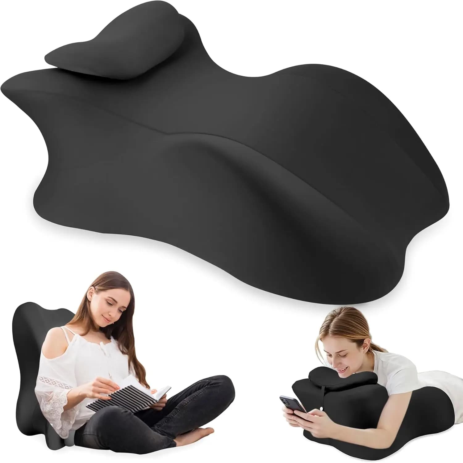 Cuscino Ergonomico in Memory Foam per Adulti, Cuscino per Dormire Prono, Lettura a Letto, Cuscino Ergonomico in Memory Foam Rimovibile