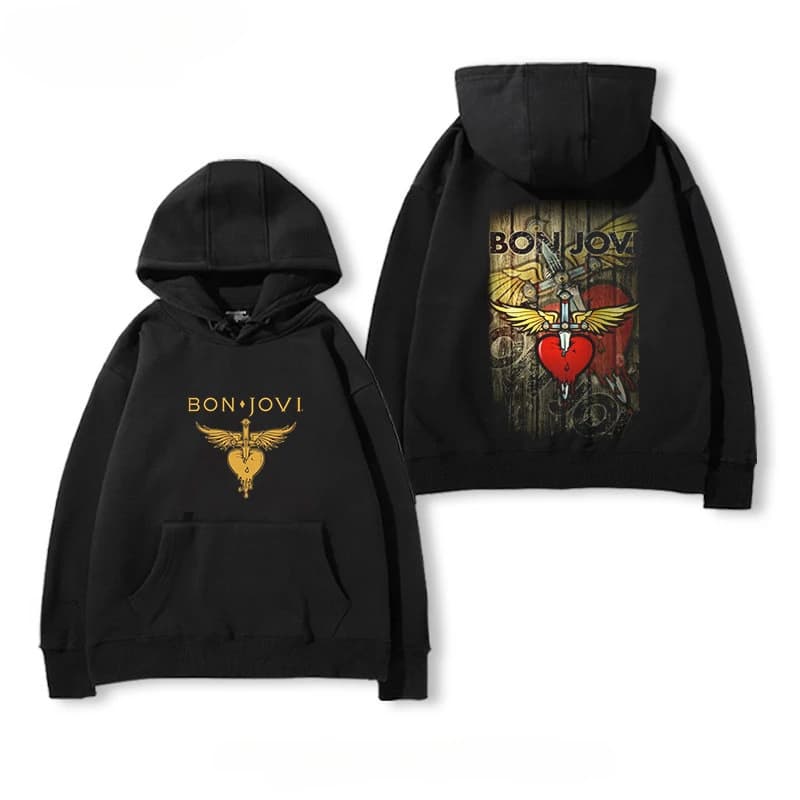 New Bon Jovi Rock Band Hooded Sweatshirt for Men New Autumn-winter Style Vintage American Fleece Coat