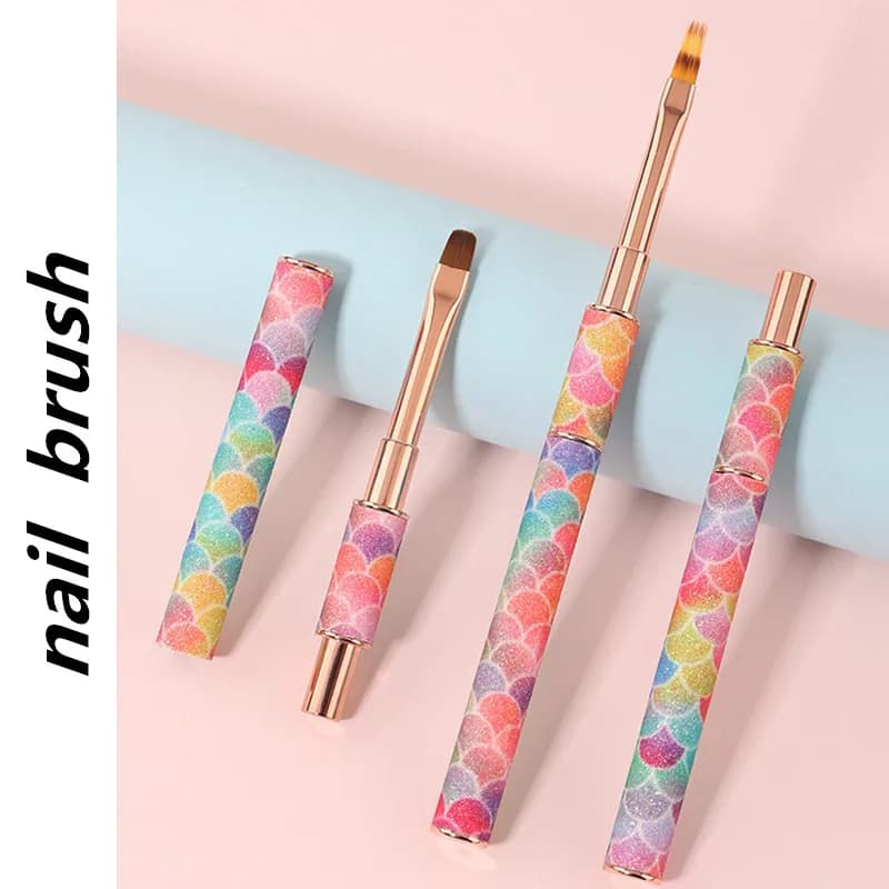 Set di 1/12 Pennelli per Nail Art con Manico a Nido d'Ape Stile Sirena, per Gel UV Acrilico, Design Floreale, Disegno e Pittura, Set per Manicure