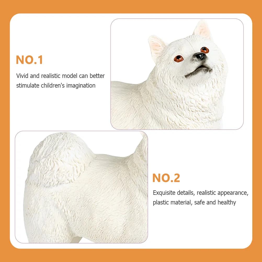 Ornamento in Plastica a Forma di Cane Samoyed Realistico, Figura Animale Decorativa Creativa per Scrivania, Educativa per lo Sviluppo dell'Immaginazione dei Bambini