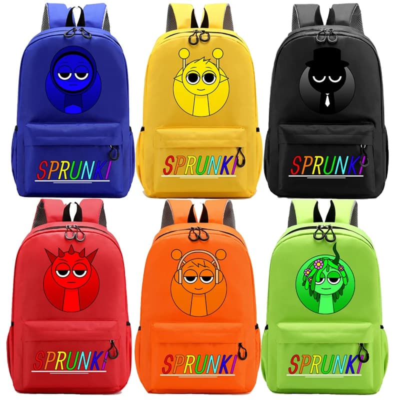 Zaino Sprunkis Ragazzi Ragazze Bambino Cartone animato Anime Zaino Traspirante Studente carino Zaino Borsa di tela resistente all'usura Regali per bambini