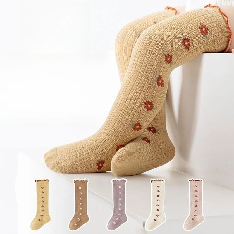 Calzini Premium in Cotone Pettinato per Neonati 0-3M, Calze al Ginocchio Morbide e Termiche Senza Cuciture