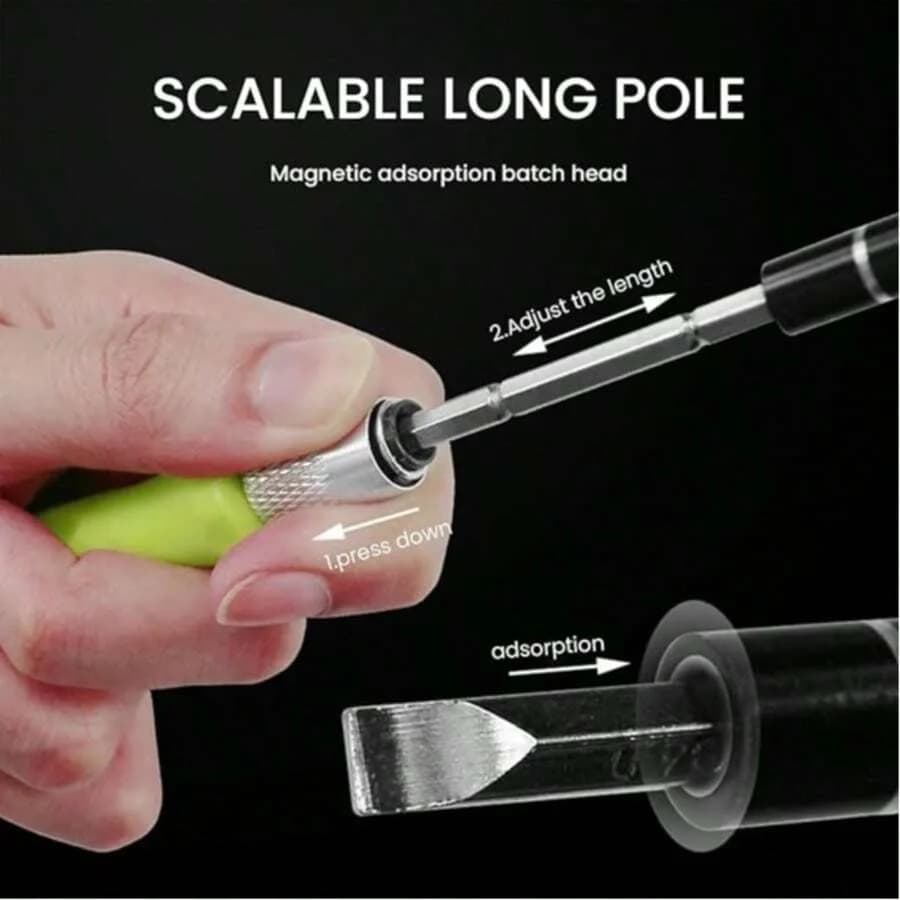Set di cacciaviti di precisione professionali 32 in 1, kit di strumenti di riparazione magnetici con impugnatura verde, punte diverse per elettronica, occhiali
