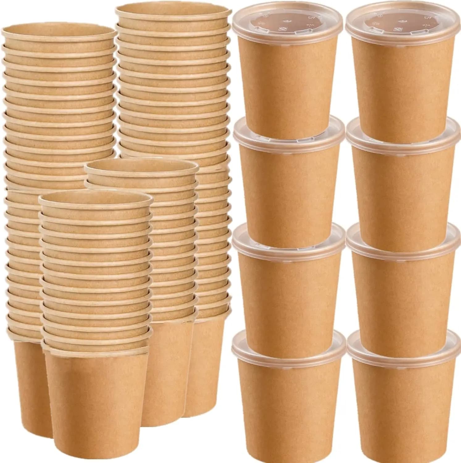 Confezione da 80 contenitori di carta per alimenti con coperchi, ciotole da 16 oz per zuppe calde da asporto, bicchieri usa e getta per gelato da asporto per Natale
