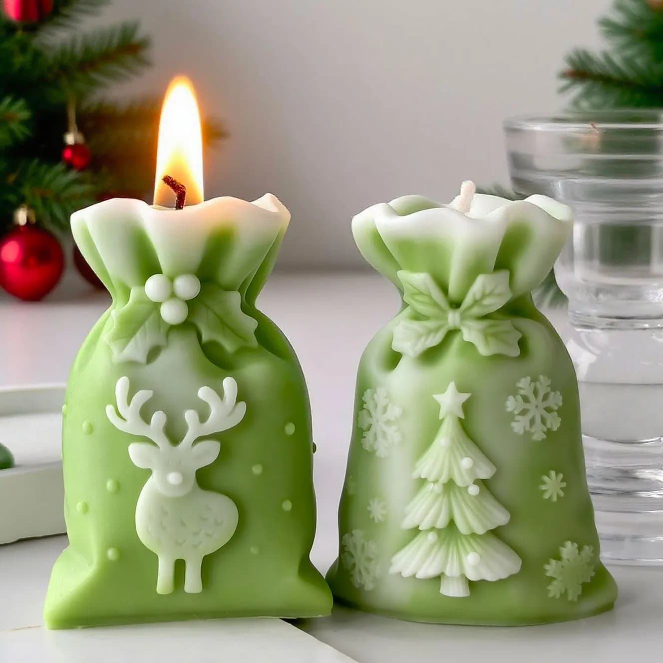 Sacchetti regalo di Natale, ornamenti per candele, stampi in silicone, decorazioni natalizie fai-da-te, strumenti per aromaterapia fatti a mano