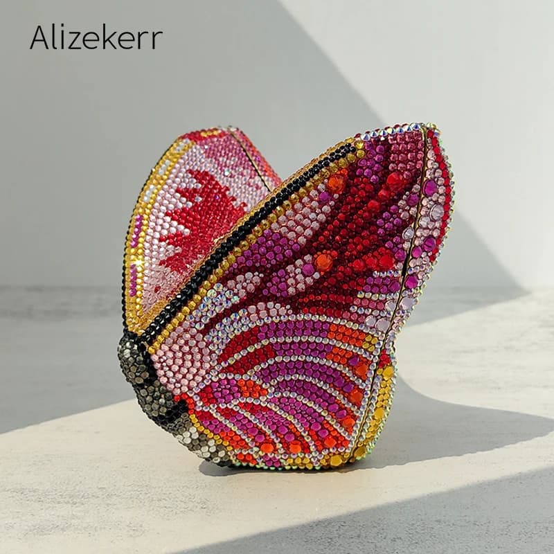 Alizekerr Borse da sera in cristallo a forma di farfalla da donna di lusso Splendide borse con pochette con strass scintillanti di classe Festa di nozze