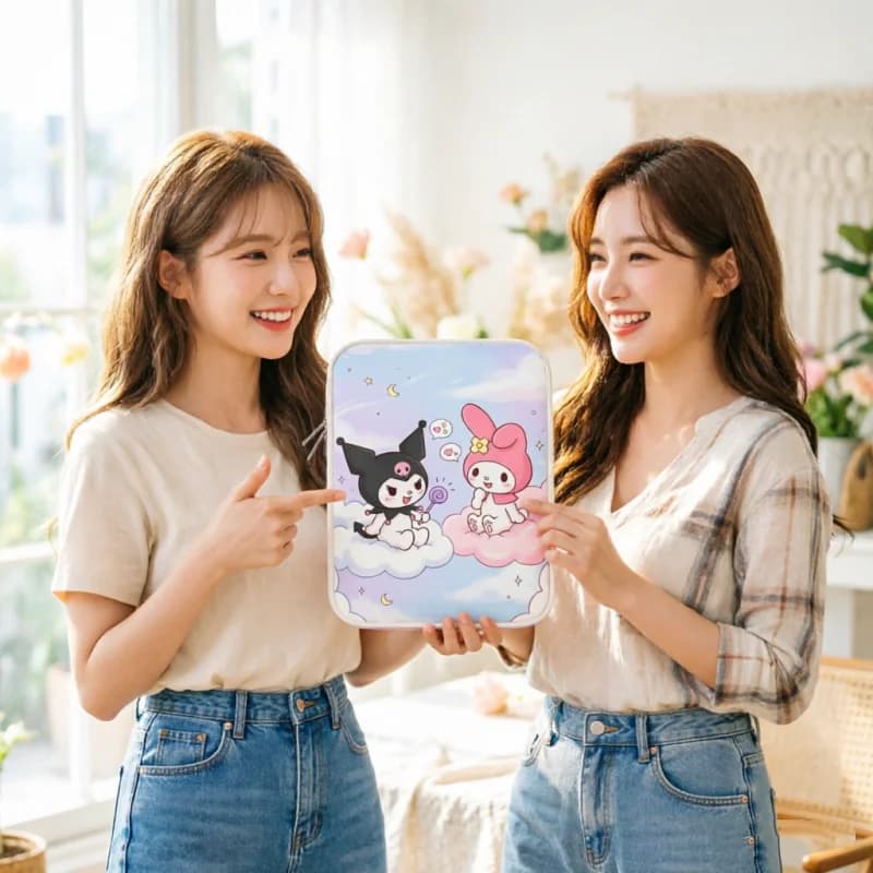 Borsa Portaoggetti Cartoon Hello Kitty Kuromi My Melody 10 11 12 13 14 15 Pollici, Custodia per Tablet in PU, Borsa per Laptop Macbook, Regalo per le Feste