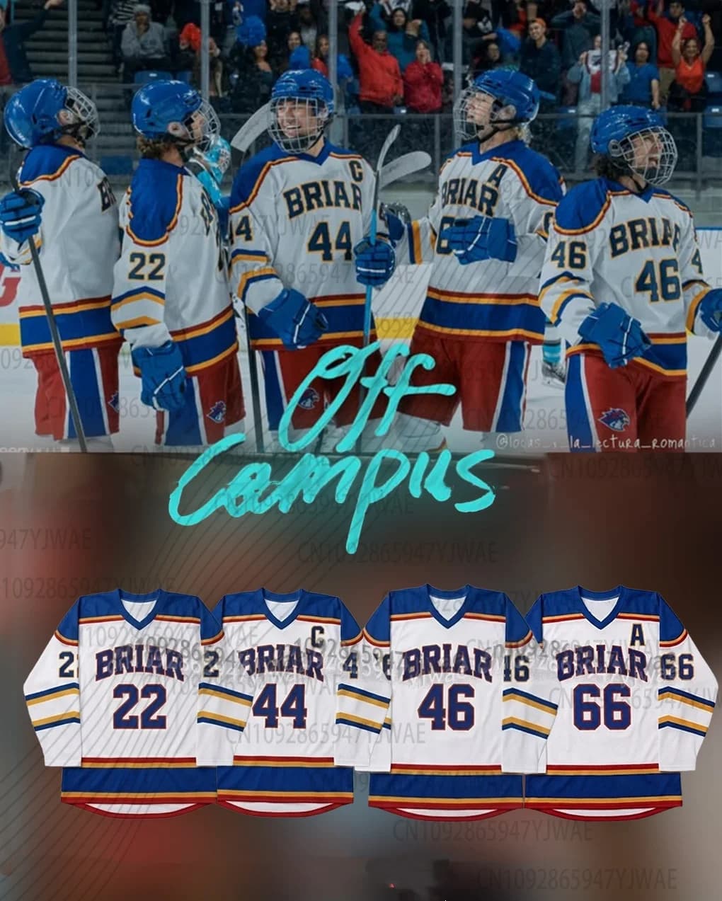 Maglia da Hockey Cosplay Off Campus Briar University per Uomo, Design 3D, T-shirt Graham 44, 22 DI LAURENTIS, 66 Tucker46 per Uomini e Donne