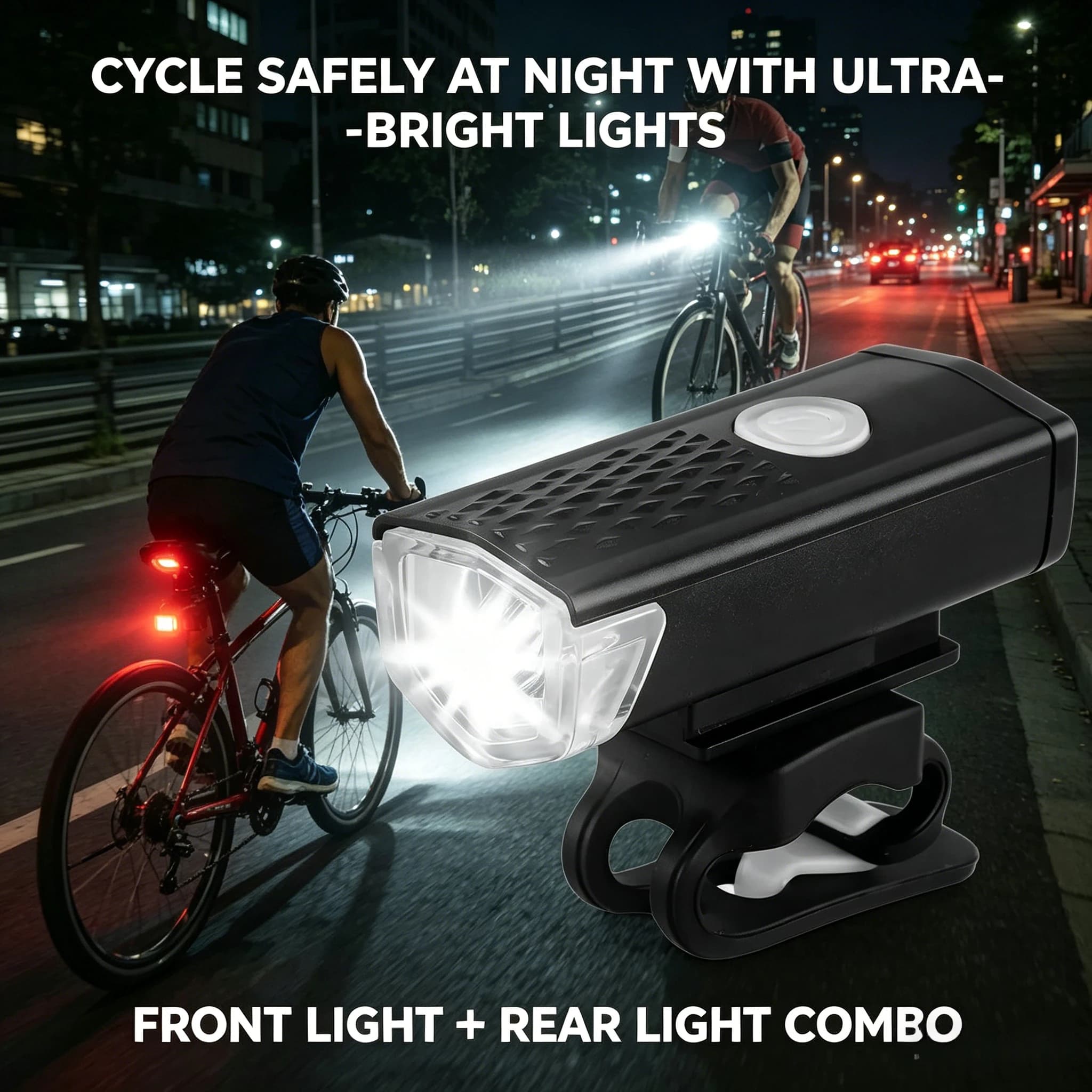 MTB Bike Front Lights USB LED Rechargeable Waterproof Mountain Bike Headlight Bicycle Safety Warning Light Cycling Accessories