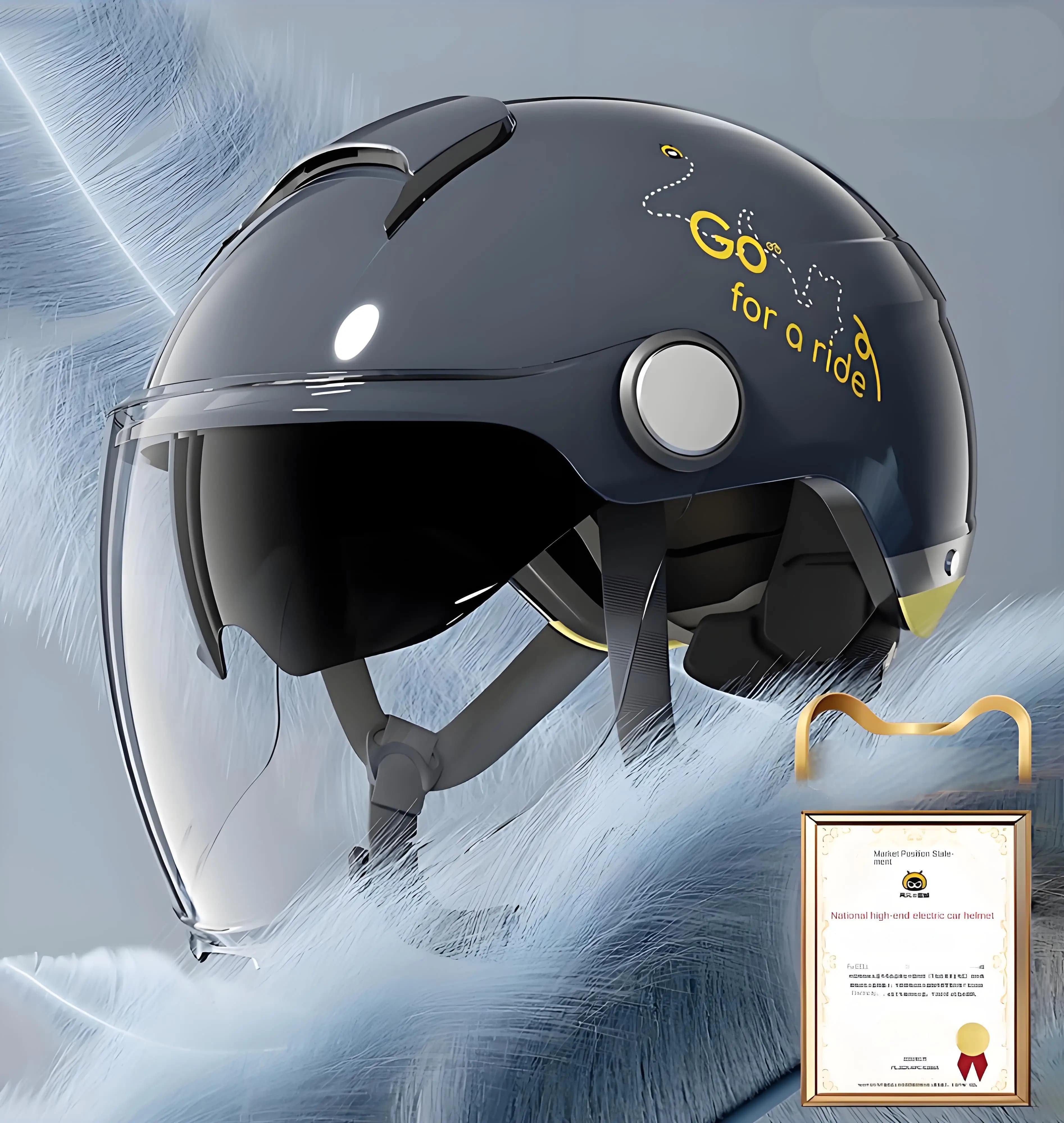 Half electric bike helmet | ABS EPS rubber, windproof visor, safety certificate | Winter ear cushions (optional - Separate purchase