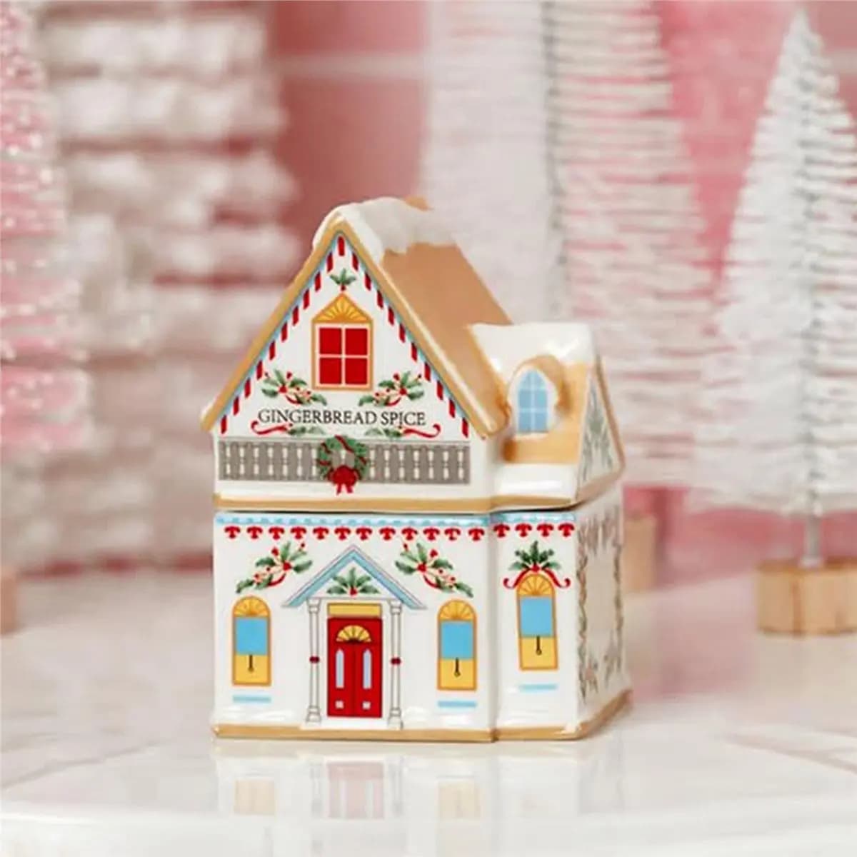 ABPP Christmas Holiday Village Spice House Set Mini Home Decor for Spices Sugar Xmas Kitchen Storage Tabletop Ornaments 6pc