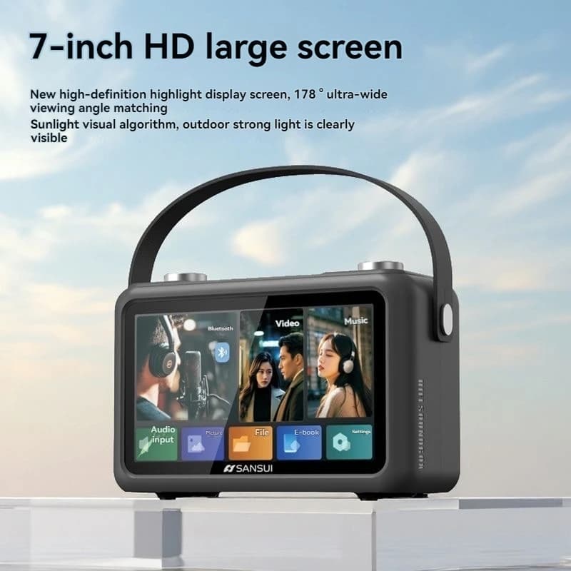 Subwoofer ad alta potenza da 40 W SANSUI F58 Schermo ad alta definizione da 7 pollici karaoke Altoparlante Bluetooth testi visualizzazione lettore video musicale TF