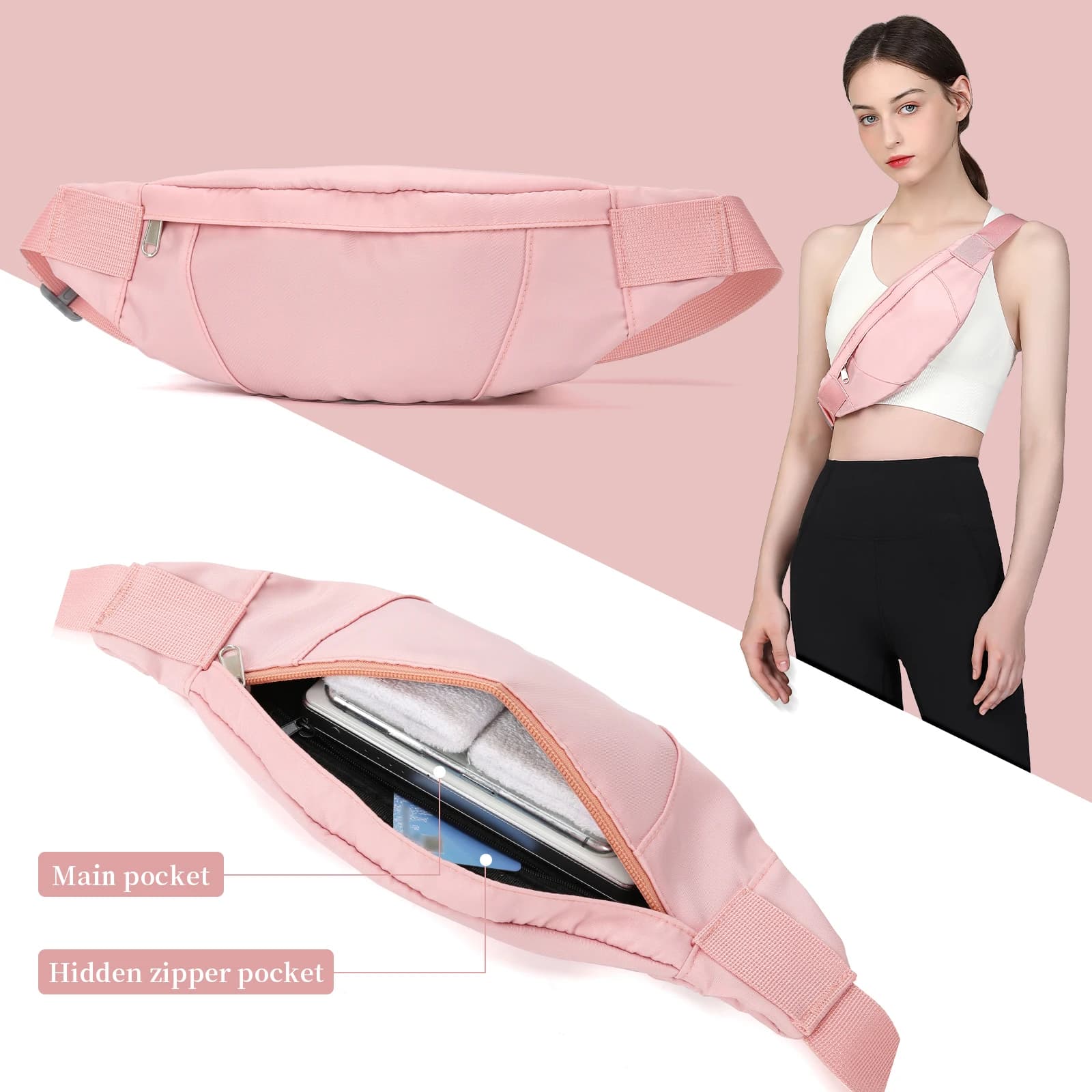 Marsupio Fanny Marsupio for woman and man, adjustable shoulder strap, hiking, cycling, morning race pack