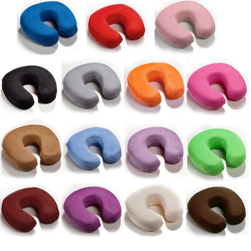 Cuscino per il collo in memory foam Cuscino da viaggio morbido a forma di U per poggiatesta per ufficio, strascico, aereo, 15 colori