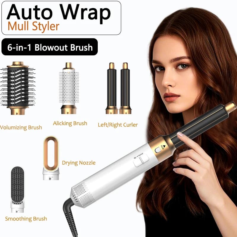 Brush for hair dryer 6 in 1 Detachable Air Flow Combo Bigodino Brush to smooth Styler for smooth hair heat control