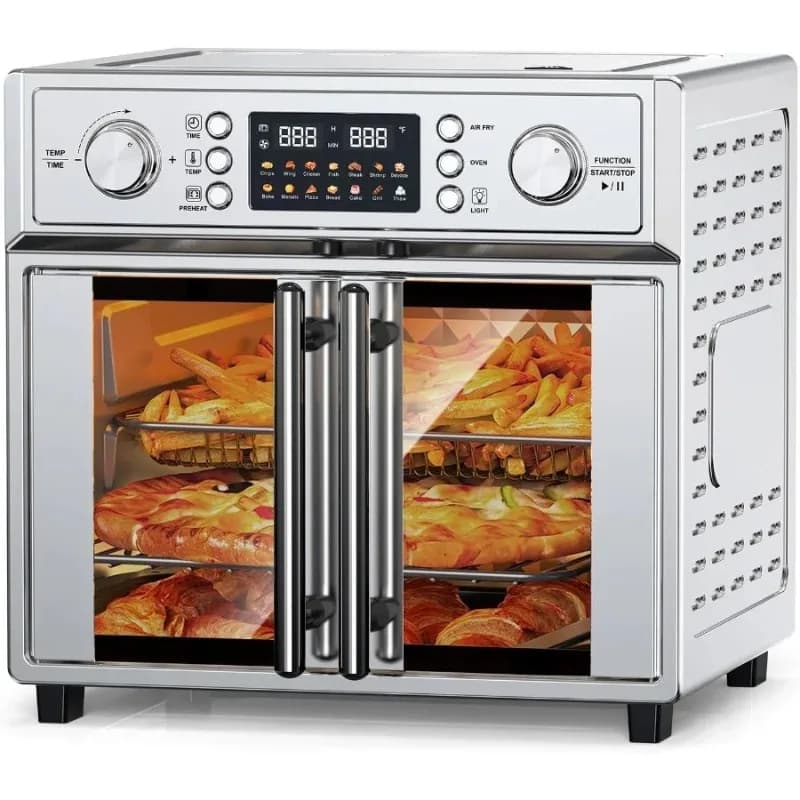 Combined bench oven with air fryer for French door 27,5 QT with 14 presets Large stainless steel toast with digital control O