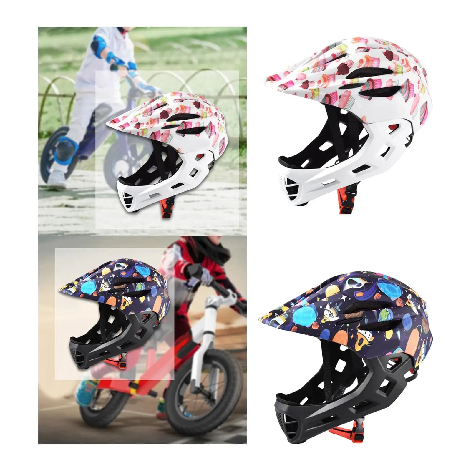 Casco da bici per bambini Casco da copertura integrale antiurto traspirante per skateboard Sport all'aria aperta Arrampicata su roccia Equitazione Attrezzatura da ciclismo