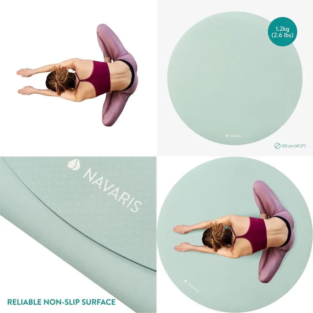 Tappetino da yoga circolare 47 - Tappetino da esercizio antiscivolo spesso 1/4 per fitness, cardio, tai chi, meditazione