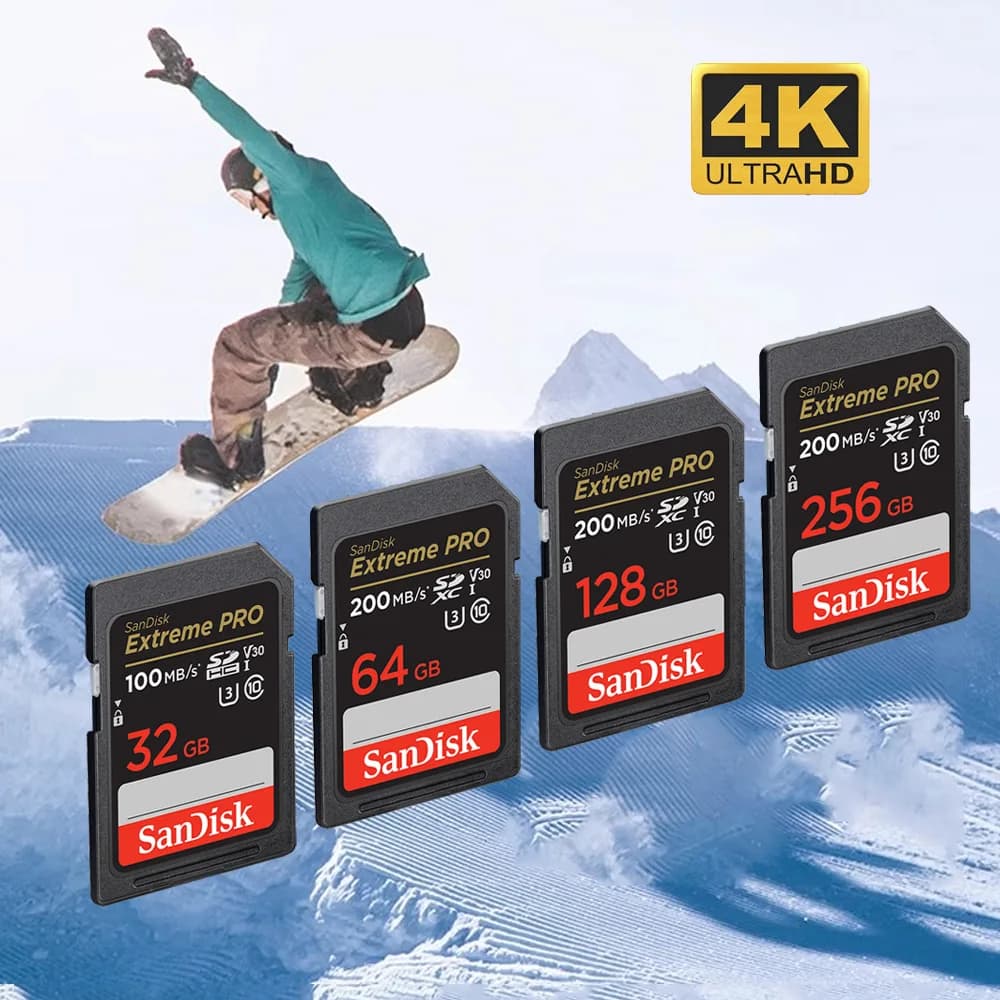 Scheda SD originale SanDisk Ultra/Extreme SD/Extreme PRO 32GB SDHC 64GB/128GB/256GB SDXC UHS-I U3/4K/V30 scheda per fotocamera auto DV SLR
