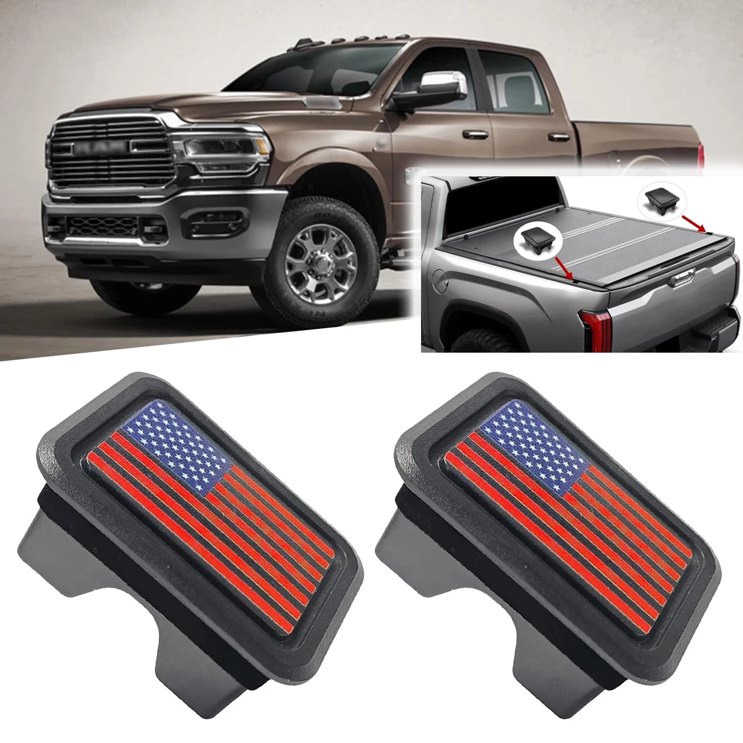 Pickup Rear Trunk Bed Rail Stake Pocket Cover For Dodge Ram 1500 2019-2023