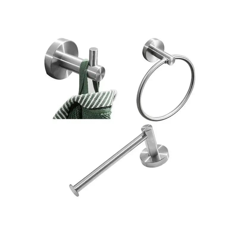 Set di accessori da bagno in acciaio inossidabile 304 lucido argento spazzolato - Ganci per accappatoio, portasciugamani, barra, porta carta igienica, fazzoletti