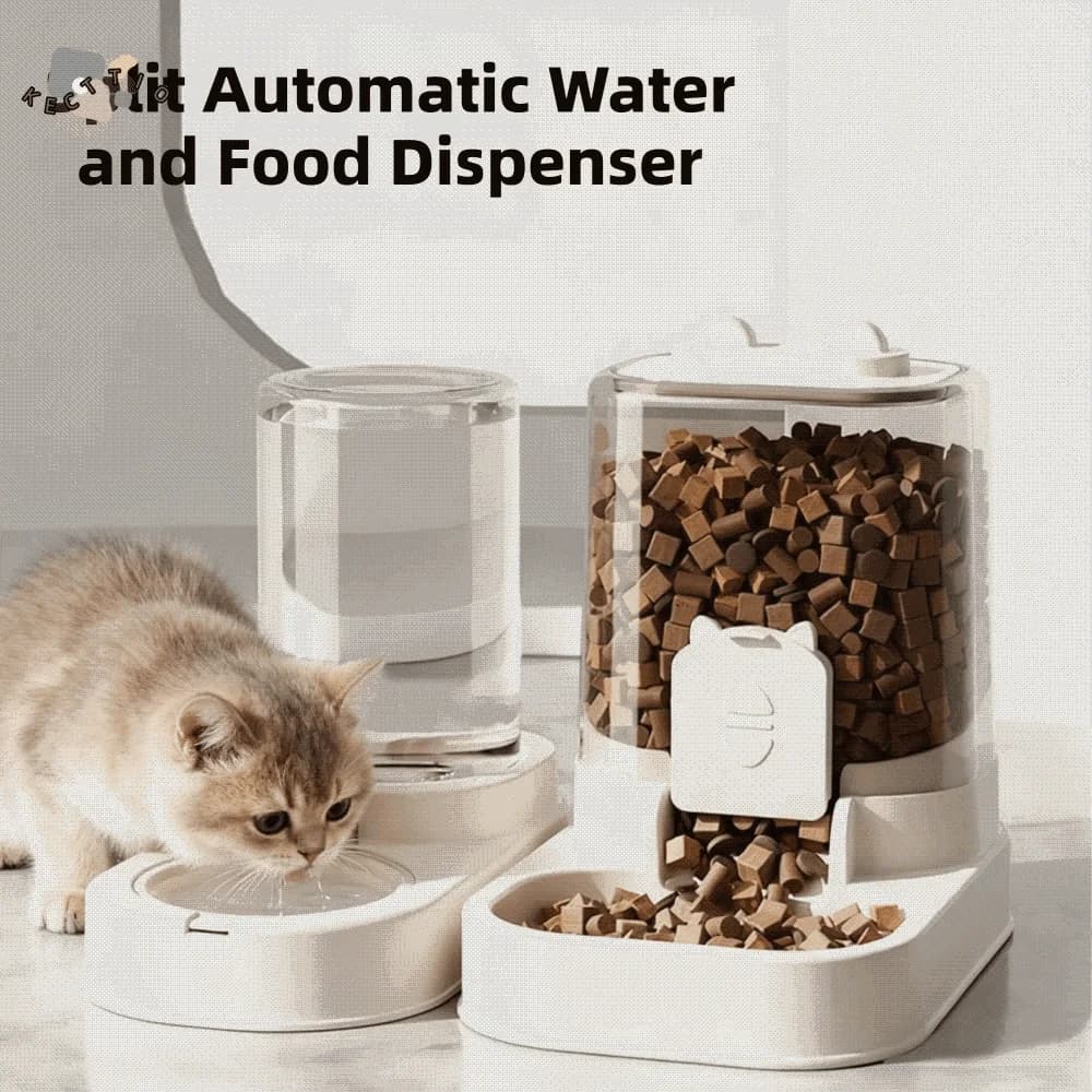 W Transparent Automatic Pet Feeder Large Capacity Spill Proof Pet Food Storage Dispenser Plastic Dog Cat Food Bowl Daily Feeding