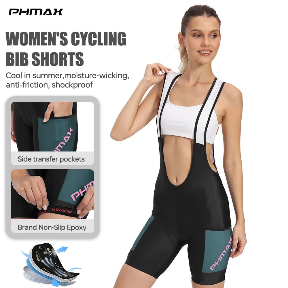 X-TIGER Women's cycling shorts with SILICONE 5D padding, MTB women's cycling shorts, bicycle shorts with pockets