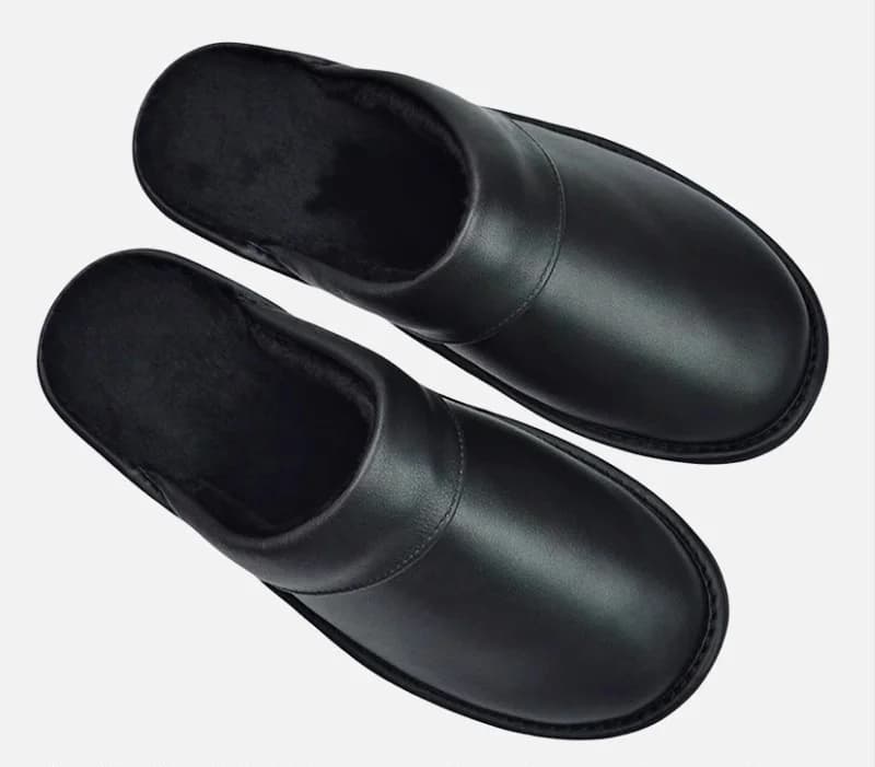 Pantofole in vera pelle con fodera in cotone | Autunno/Inverno | Suola antiscivolo ispessita superiore in pelle scamosciata resistente all'acqua per uomo donna