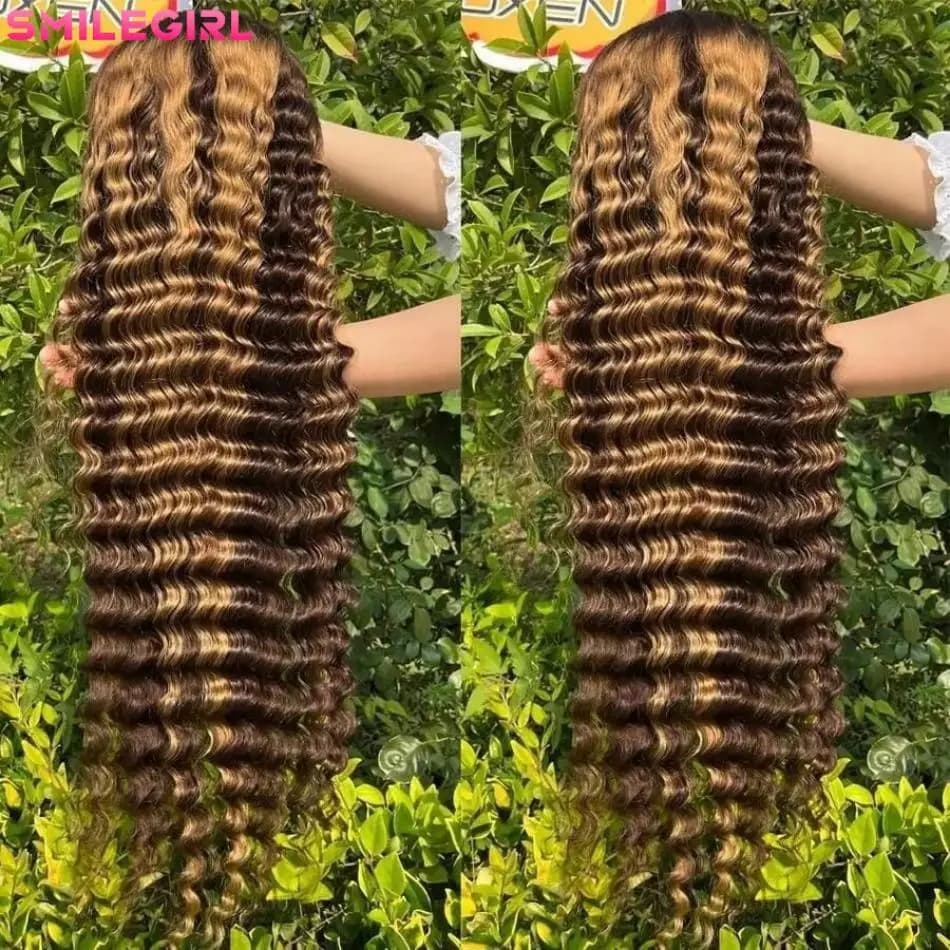 Highlight Ombre Lace Front Wig Human Hair 13X6 Water Wave 4/27 Honey Blonde Wig Human Hair Wet And Wavy Hd Transparent Lace Frontal Wigs For Women Pre Plucked 32 Inch