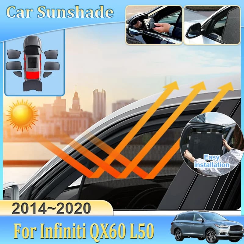 Parasole a rete per auto per Infiniti QX60 L50 2014-2020 2016, tenda oscurante a rete che blocca i raggi UV, accessori auto per telaio del parabrezza