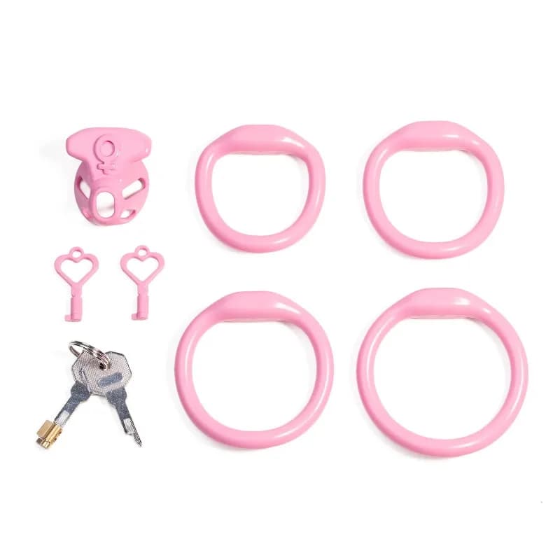 Sissy mini chastity cage, cord chastity pad, lid pad, CB block for male penis, withdrawal device with 4 rings, sex toy