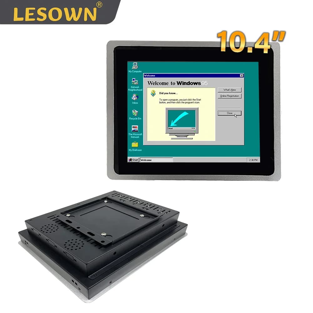 LESOWN Open Frame Monitor Industrial Built-in 10.4 inch 1024x768 Multi-touchscreen Capacitive Raspberry Pi with VGA + HDMI for PC