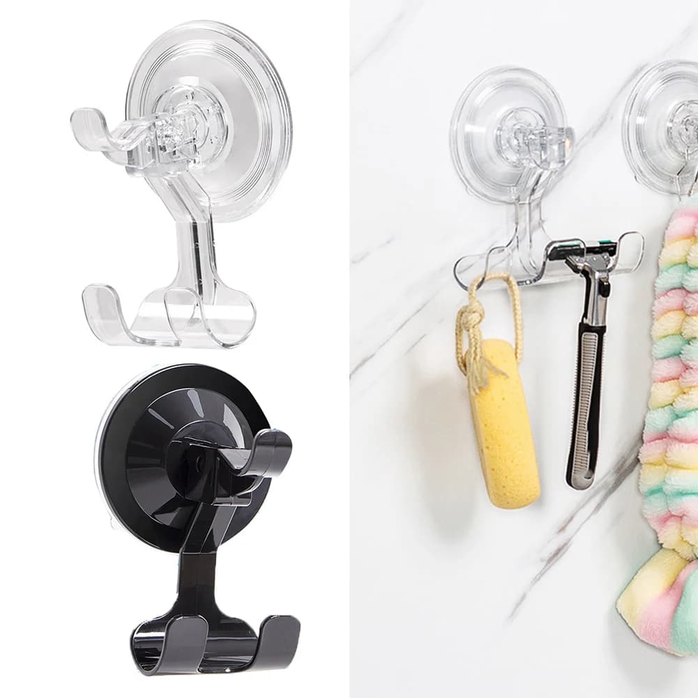 Ganci a ventosa per doccia, appendiasciugamani doppi rimovibili, portaoggetti da parete impermeabile per bagno, cucina, piastrelle, vetro, confezione da 4