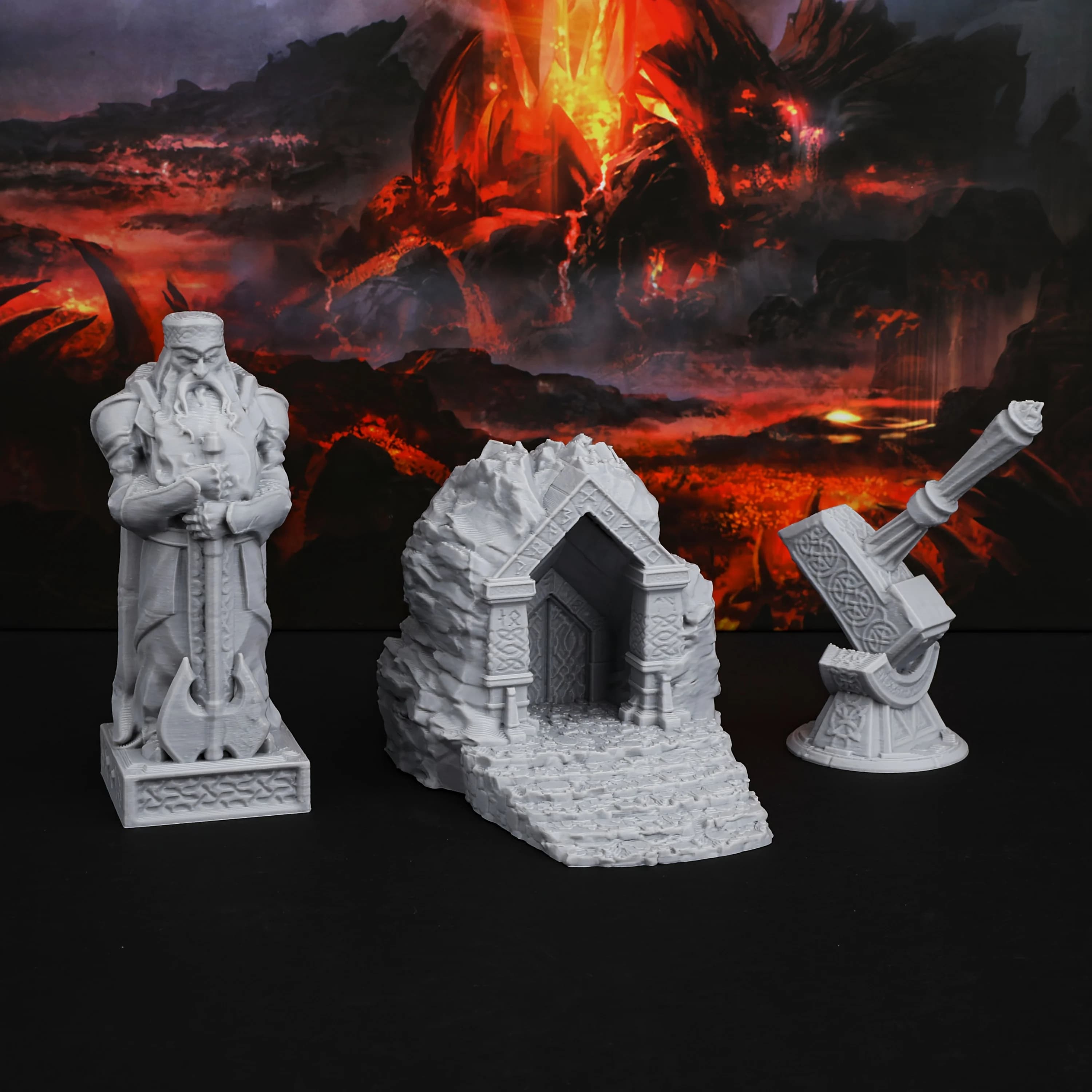 RPG Dwarven Kingdom Miniature Terrain Set, Entrance Mine & Dwarf Statue, RPG Accessories for Tabletop Adventures, Great Gift