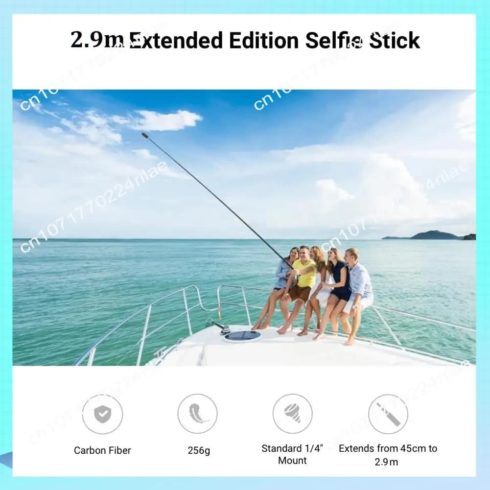 A17Z Carbon Fiber Invisible Extensible Selfie Stick for Action Camera Accessories Insta360 ONE X2 / ONE / ONE R