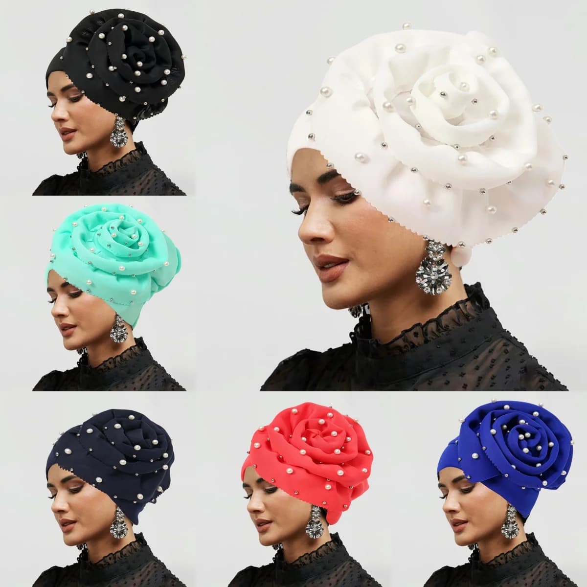 Nuove donne musulmane cappello fiore berretto indiano perdita di capelli copricapo turbante in rilievo cancro chemio berretti islamici copricapo cappelli da donna