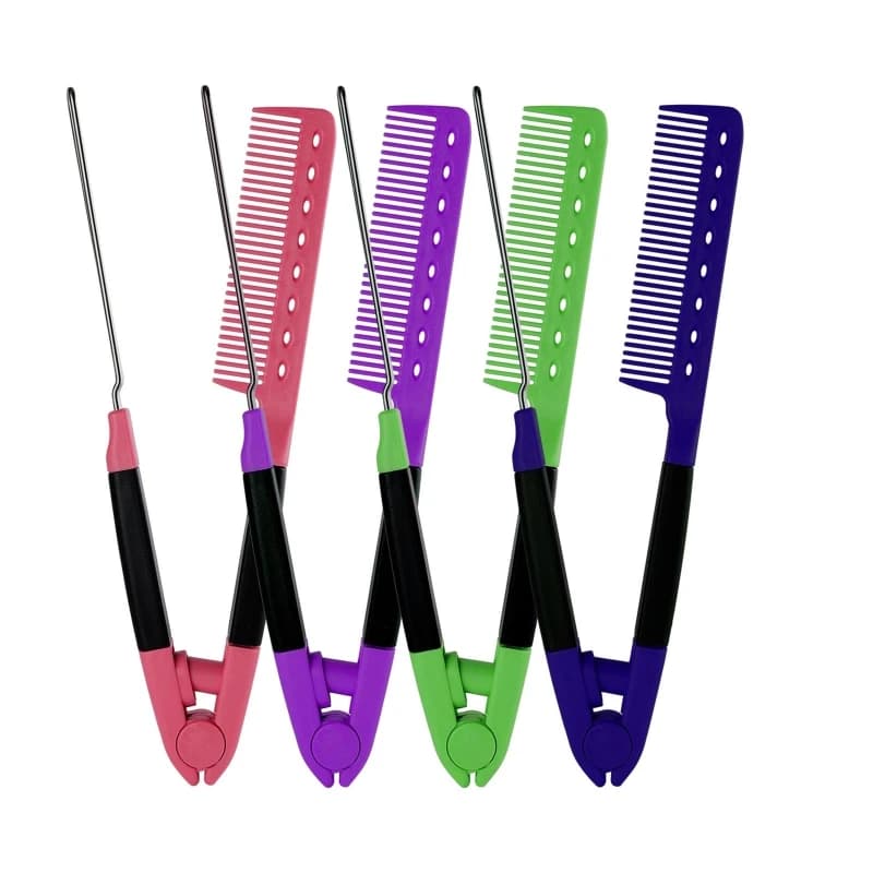 Hair straightening combs for straightening the hair with a welded grip for hairstyle hairdressing tool