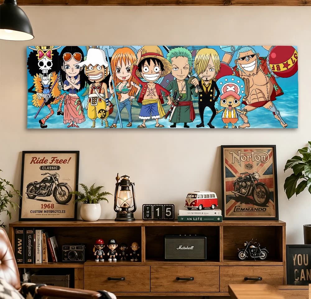 One Piece Straw Hat Crew Q Tapestry, Luffy Zoro Sanji Anime Wall Hanging