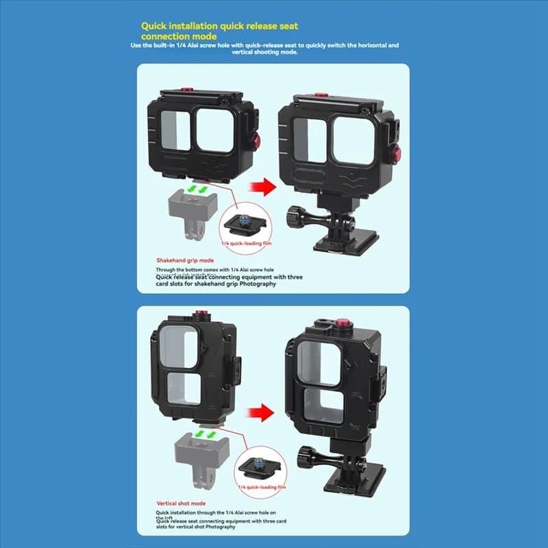 80M Waterproof Case for Gopro12/11/10 Action Camera Protective Case for Deep Dive Camera for Gopro