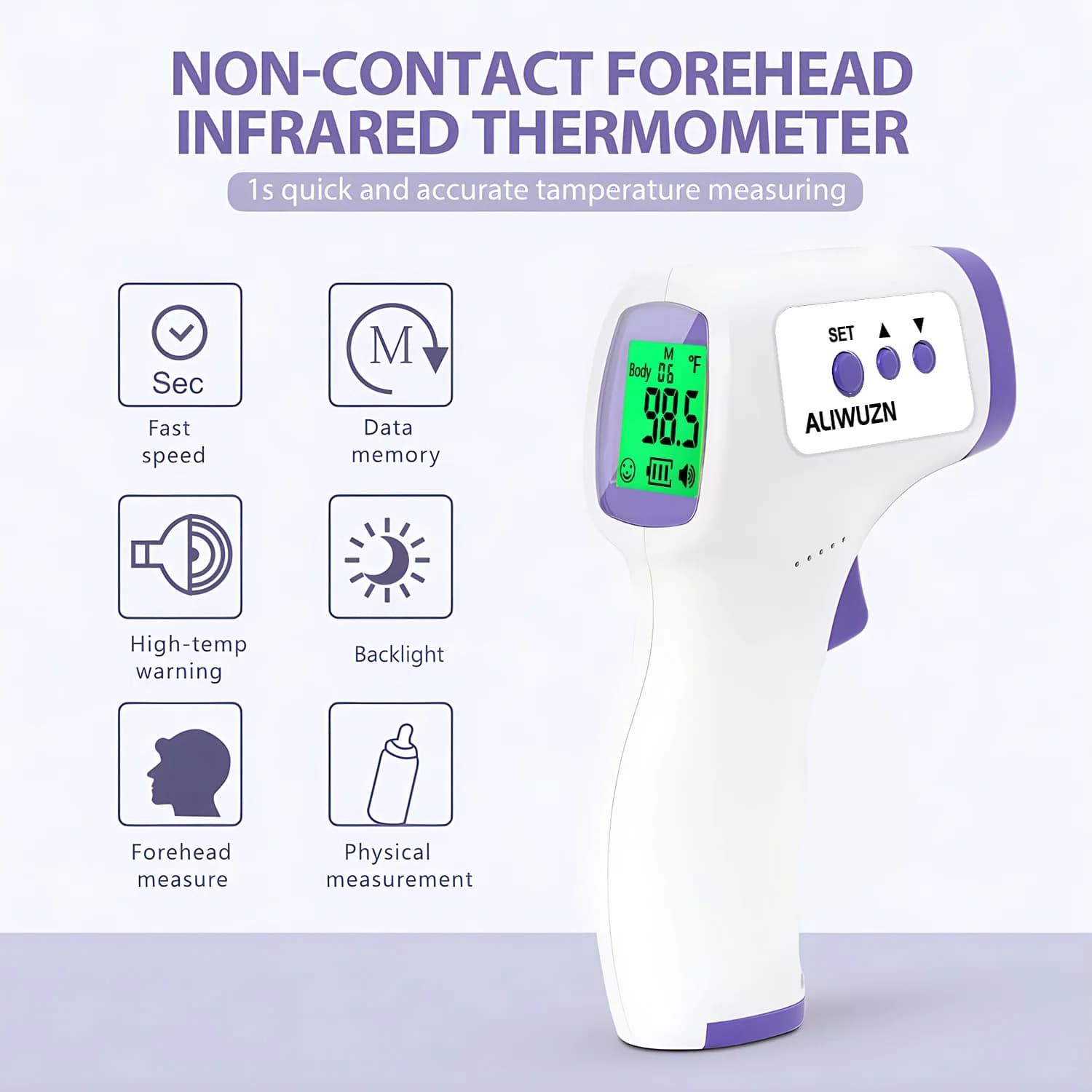 Contactless Body Front Thermometer for Newborns Digital LCD for Home Use Thermometer for Infrared Fever/Oxymeter for Adult Infant Pulse