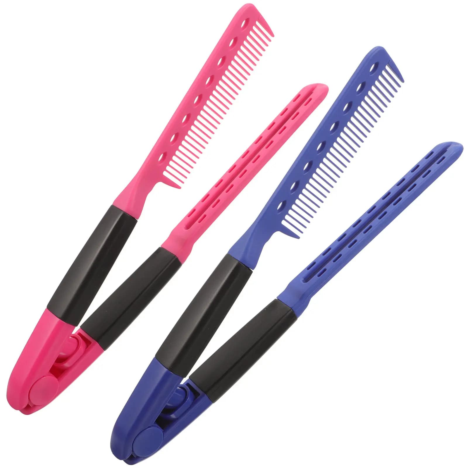 Set of 2 Pettini V Straightener for Hair, Brush for Skewer for Home and Professional Use, Styling Tool Heat Resistant with Handle Easy