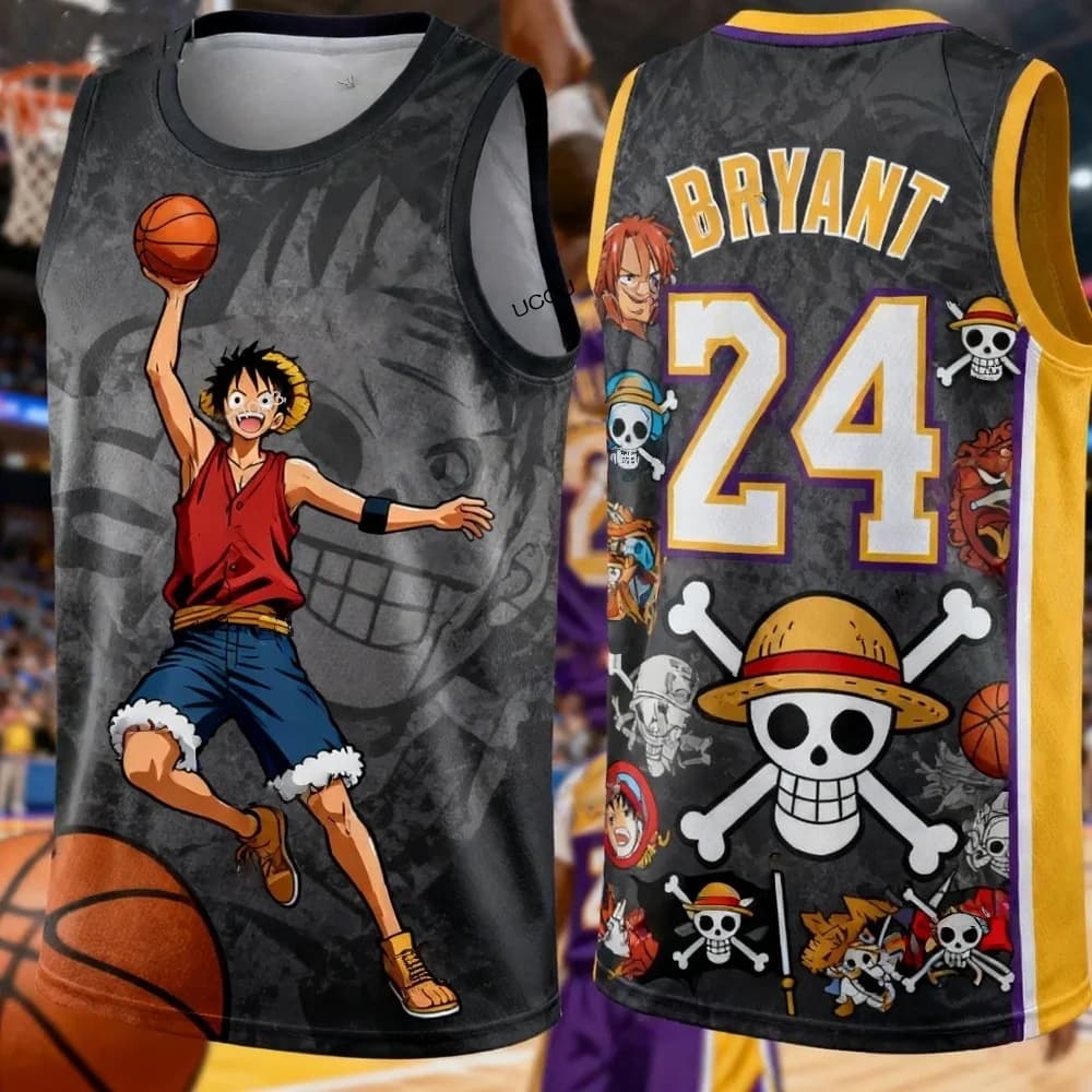 Maglia da basket Kobe Bryant edizione speciale One Piece, Luffy, coordinata per la famiglia, nuova collezione 2026