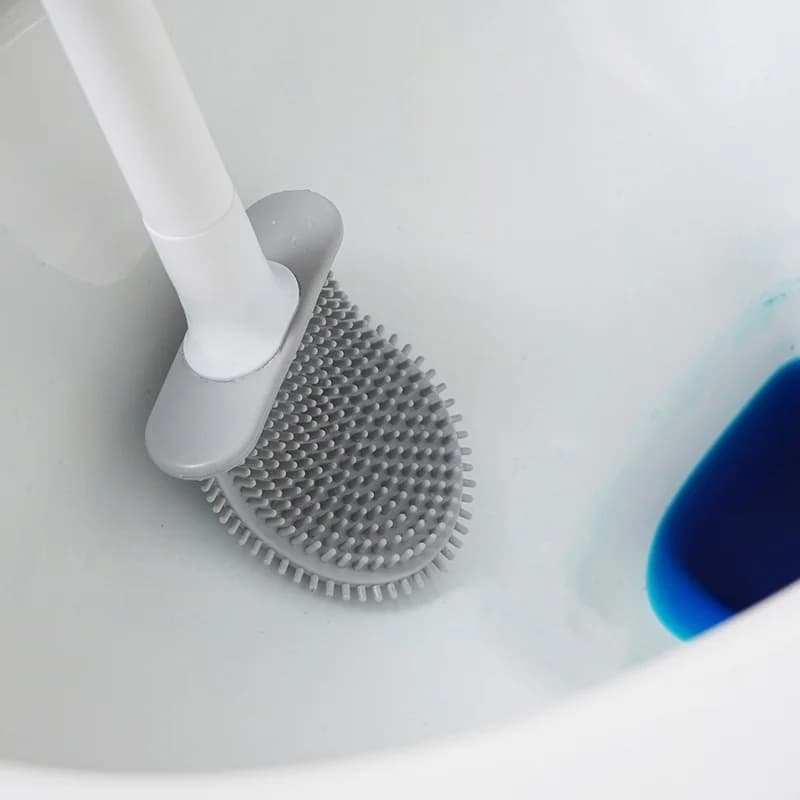 1 silicone toilet brush with long wall handle - Durable and easy to clean bathroom cleaning accessory for toilet hygiene