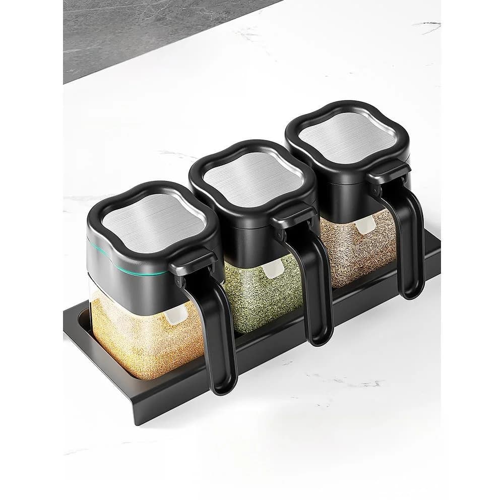 Set di Contenitori per Spezie da Cucina, Barattoli per Condimenti, Saliera, Organizzatore per Spezie di Forma Quadrata, Non in Vetro, per Uso Domestico