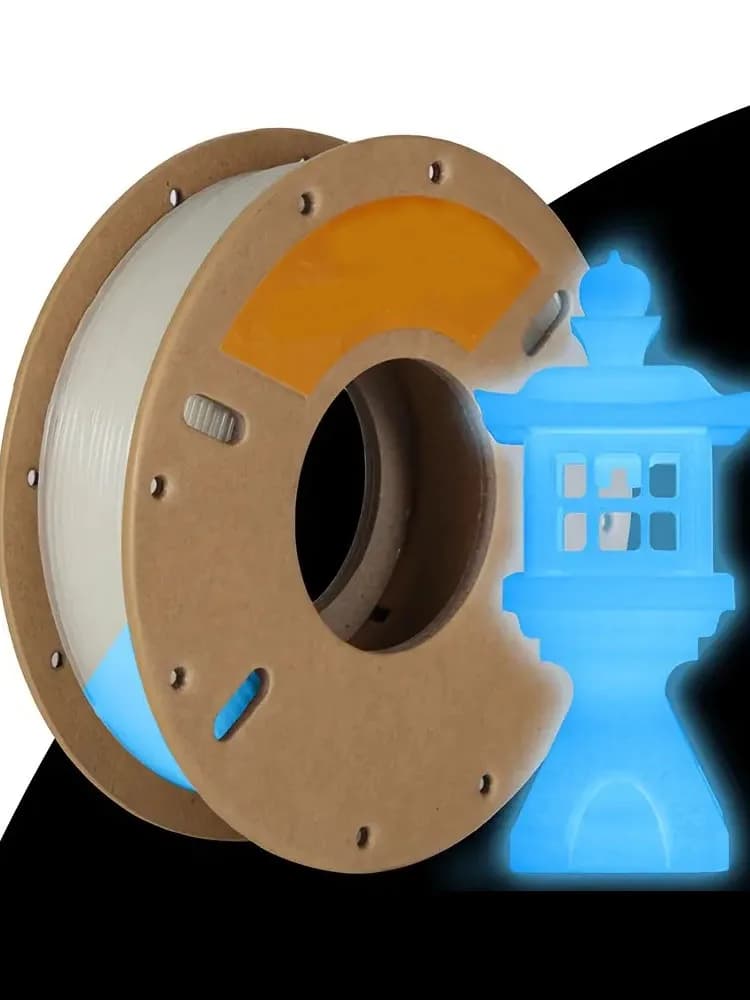 3D Printer Filament PLA 1,75 mm, dimensional accuracy +/- 0.02 mm, fluorescent white that lights in blue, 250 g