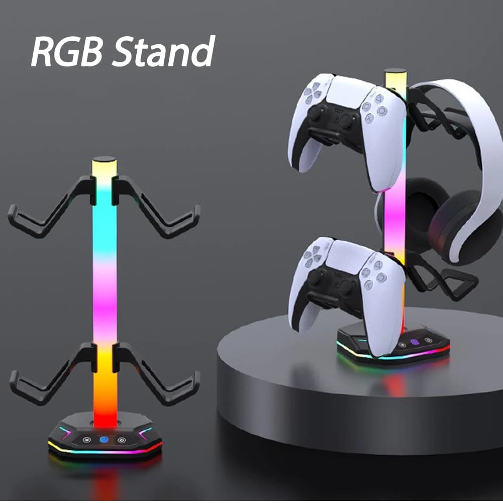 Supporto per Controller RGB per PS5/XBOX ,9 modalità di illuminazione supporto per cuffie per supporto per cuffie da scrivania e gancio per Controller staccabile