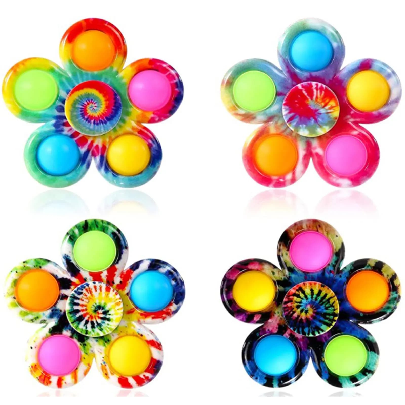 Set di 4 Giocattoli Pop Fidget Spinner, Giocattoli Sensoriali a Bolle per Bambini, Regalo per Feste, Antistress ADHD