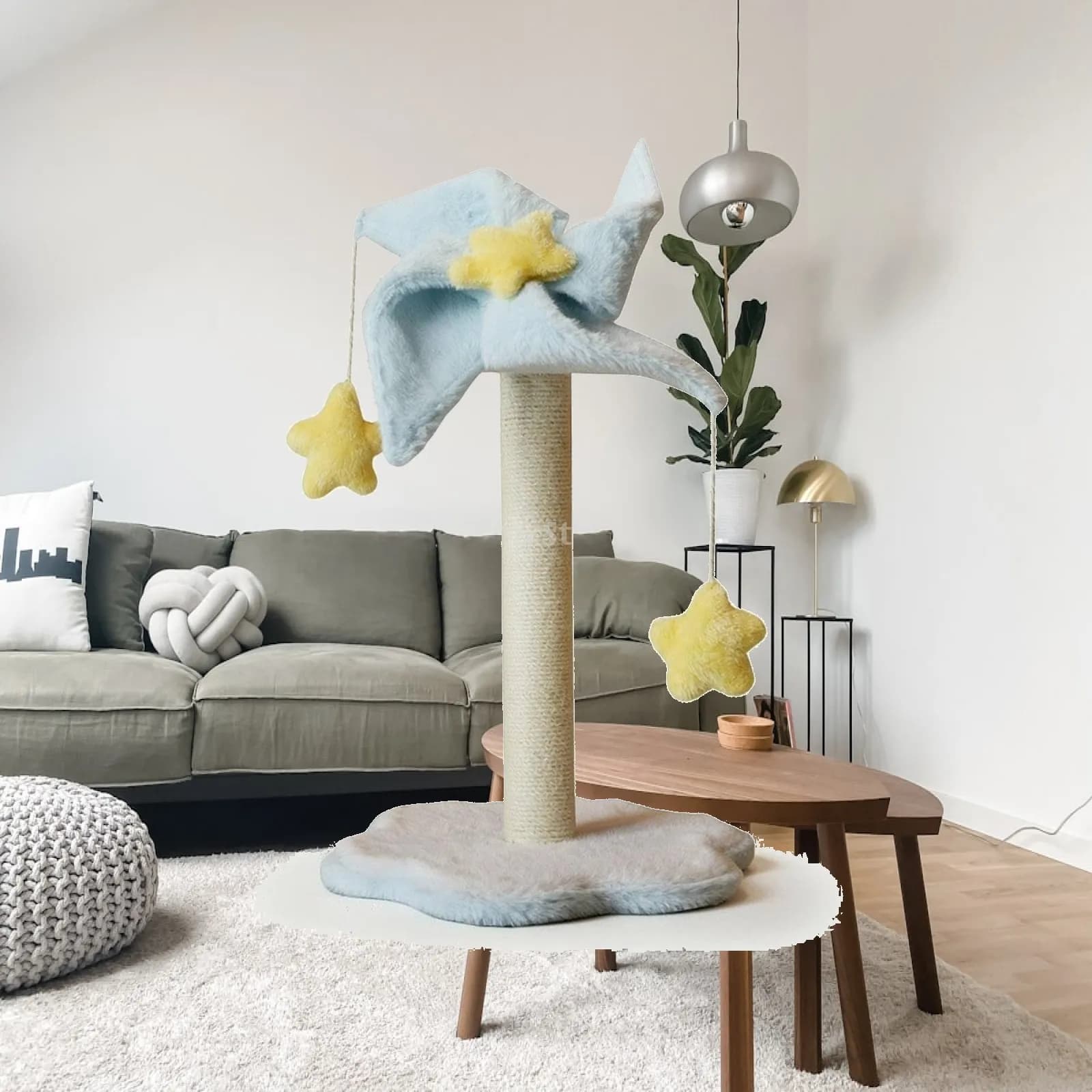 Sisal Cat Scratcher with Windmill Cushioned Cat Scratching Pole with Toys Kitten-Friendly Pet Accessory for Cats, Kittens,